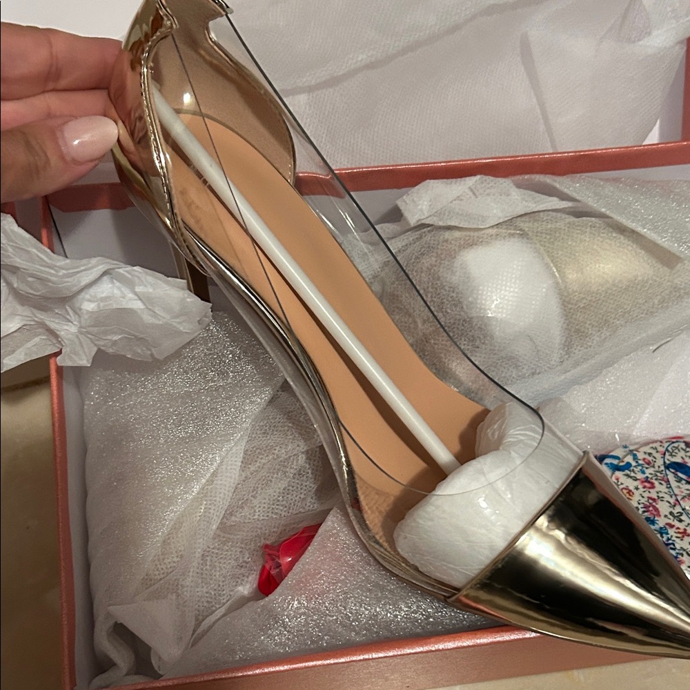 Elegant Gold and Clear Women's Shoes